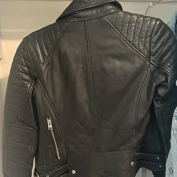 Black All Saints Leather Jacket - Picture 2 of 2
